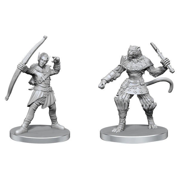 Pathfinder Battles Deep Cuts - Unpainted Miniatures - Elf Hunter & Catfolk Bandit
