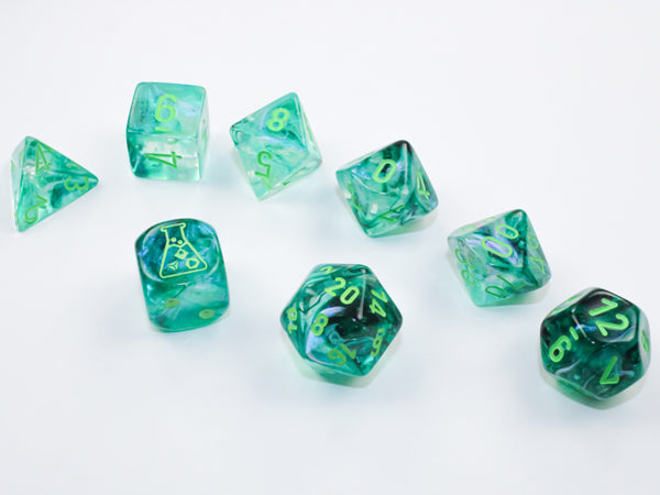 Dice - Chessex - Polyhedral Set (8 ct.) - 16mm - Lab Dice - Borealis - Kelp/Light Green