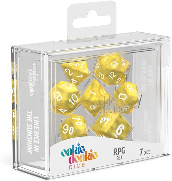 Dice - Oakie Doakie - Polyhedral RPG Set (7 ct.) - 16mm - Marble - Yellow