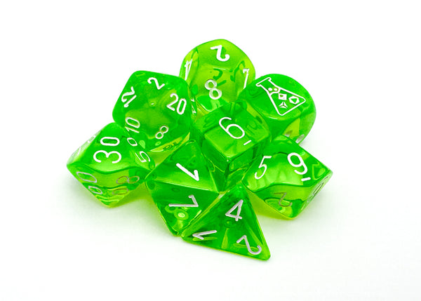 Dice - Chessex - Polyhedral Set (8 ct.) - 16mm - Lab Dice - Translucent - Rad Green/White
