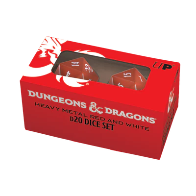 Dice - Ultra Pro - D20 Set (2 ct.) - Heavy Metal - Dungeons & Dragons - Red/White