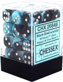 Dice - Chessex - D6 Set (36 ct.) - 12mm - Gemini - Black Shell/White