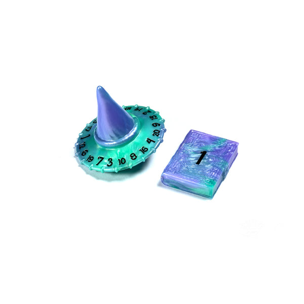 Dice - PolyHero Dice - The Wizard - Hat and Spellbook - Aether Mist