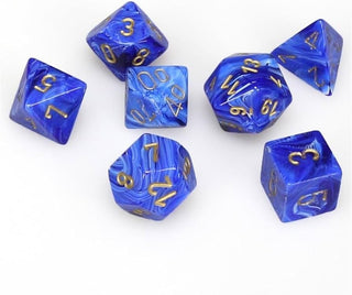 Dice - Chessex - Polyhedral Set (7 ct.) - 16mm - Vortex - Blue/Gold