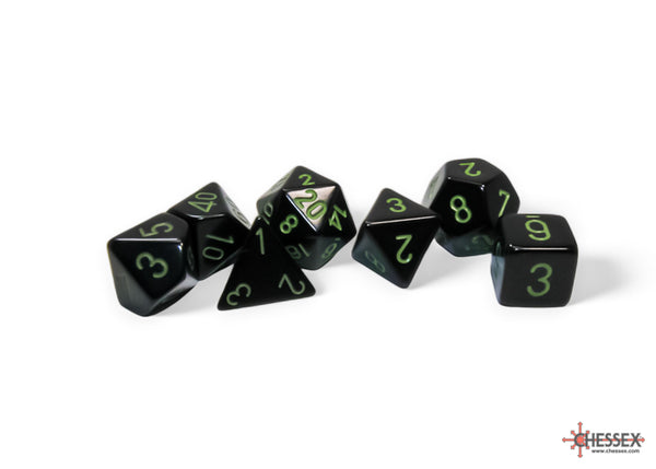 Dice - Chessex - Polyhedral Set (7 ct.) - 16mm - Opaque - Black/Green