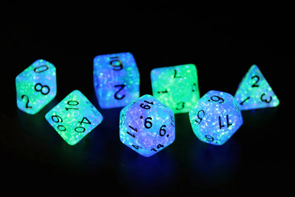 Dice - Sirius - Polyhedral RPG Set (8 ct.) - 16mm - Glowworm - Peacock