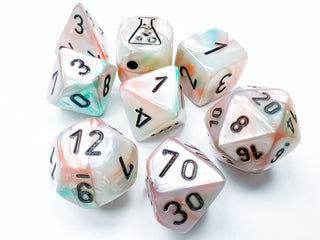 Dice - Chessex - Polyhedral Set (8 ct.) - 16mm - Lab Dice - Lustrous - Sea Shell/Black