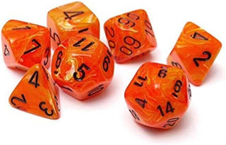 Dice - Chessex - Polyhedral Set (7 ct.) - 16mm - Vortex - Orange/Black