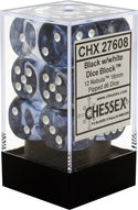 Dice - Chessex - D6 Set (12 ct.) - 16mm - Nebula - Black/White