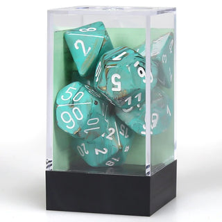 Dice - Chessex - Polyhedral Set (7 ct.) - 16mm - Marble - Oxi Copper/White