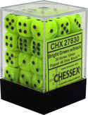 Dice - Chessex - D6 Set (36 ct.) - 12mm - Vortex - Bright Green/Black
