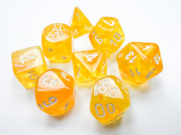 Dice - Chessex - Polyhedral Set (8 ct.) - 16mm - Lab Dice - Borealis - Canary/White