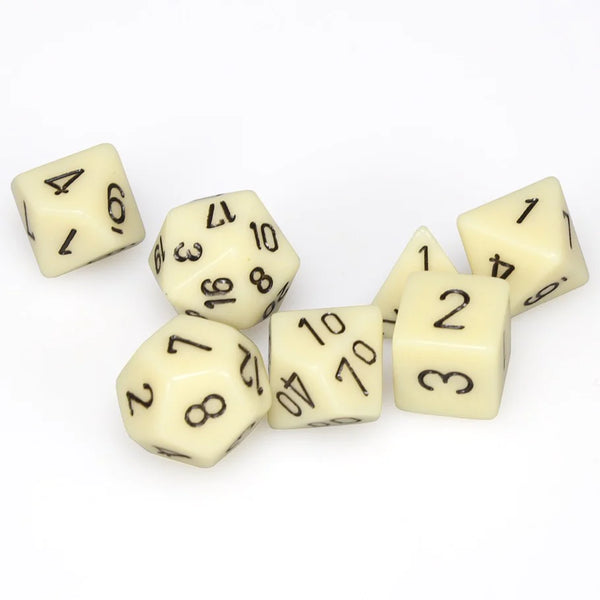 Dice - Chessex - Polyhedral Set (7 ct.) - 16mm - Opaque - Ivory/Black