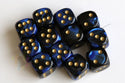 Dice - Chessex - D6 Set (12 ct.) - 16mm - Gemini - Black Blue Gold/Black