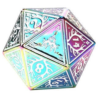Dice - Hymgho - Polyhedral Set (7 ct.) - 16mm - Solid Metal - Rainbow with White - Druid