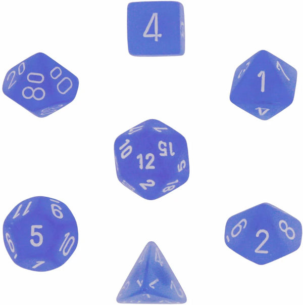 Dice - Chessex - Polyhedral Set (7 ct.) - 16mm - Frosted - Blue/White Set