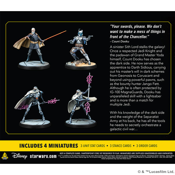 Star Wars Shatterpoint - Twice the Pride Squad Pack - Count Dooku - Jango Fett - Managuards