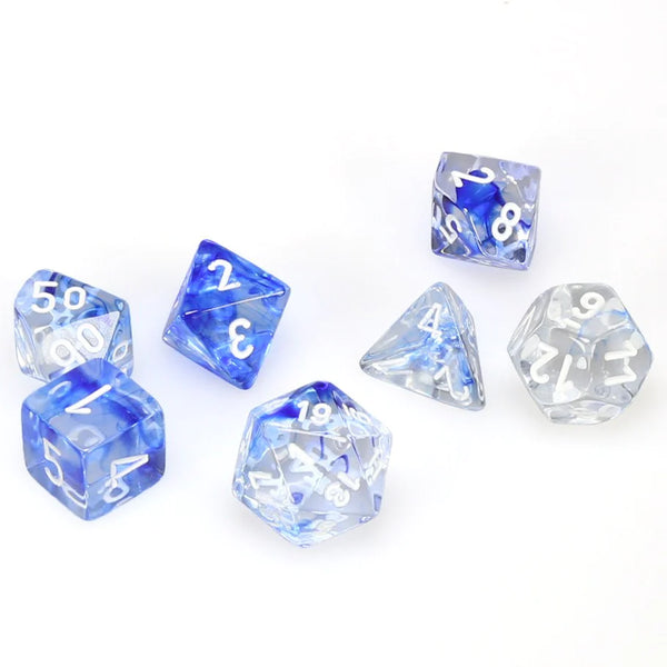 Dice - Chessex - Polyhedral Set (7 ct.) - 16mm - Nebula - Dark Blue/White