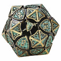 Dice - Hymgho - Polyhedral Set (7 ct.) - 16mm - Solid Metal - Ancient Bronze with Green Glitter - Fighter