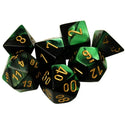 Dice - Chessex - Polyhedral Set (7 ct.) - 16mm - Gemini - Black Green/Gold