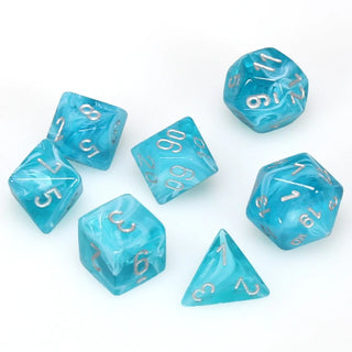 Dice - Chessex - Polyhedral Set (7 ct.) - 16mm - Cirrus - Aqua/Silver