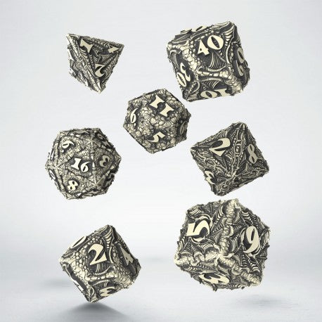 Dice - Q-Workshop - Polyhedral Set (7 ct.) - 16mm - Dragopolis Dice Set - The Scandinavian Blackfang