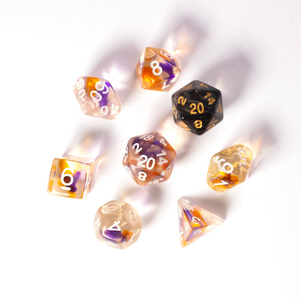 Dice - Sirius - Polyhedral RPG Set (8 ct.) - 16mm - Purple, Orange Clear