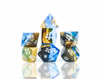 Dice - Sirius - Polyhedral RPG Set (7 ct.) - 16mm - Wood Resin - Sapphire Grove