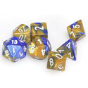 Dice - Chessex - Polyhedral Set (7 ct.) - 16mm - Gemini - Blue Gold/White