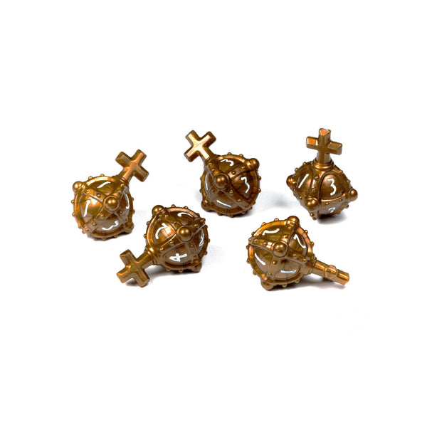 Dice - PolyHero Dice - D4 Set (5 ct.) - The Cleric - Hand Grenades - Merciful Gold