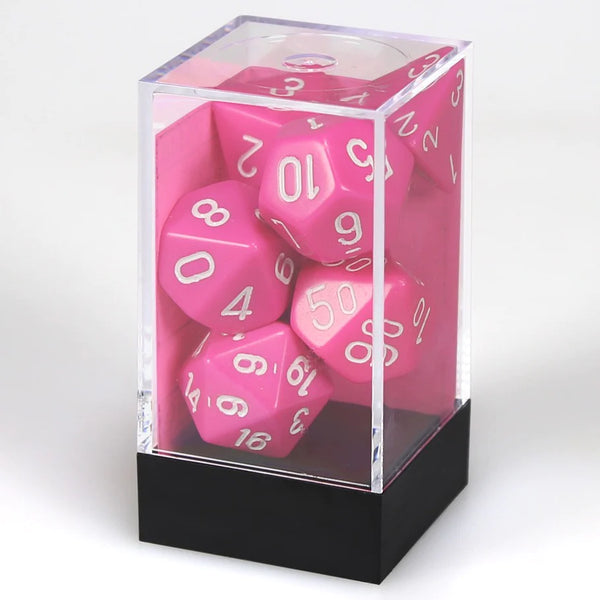 Dice - Chessex - Polyhedral Set (7 ct.) - 16mm - Opaque - Pink/ White