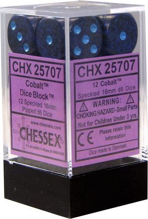 Dice - Chessex - D6 Set (12 ct.) - 16mm - Speckled - Cobalt