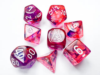 Dice - Chessex - Polyhedral Set (8 ct.) - 16mm - Lab Dice - Nebula - Black Light Special/White