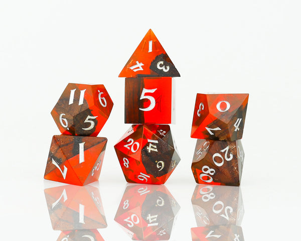 Dice - Sirius - Polyhedral RPG Set (7 ct.) - 16mm - Wood Resin - Crimson Grove