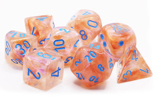 Dice - Chessex - Polyhedral Set (8 ct.) - 16mm - Lab Dice - Borealis - Rose Gold/Light Blue