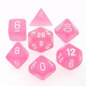 Dice - Chessex - Polyhedral Set (7 ct.) - 16mm - Frosted - Pink/White