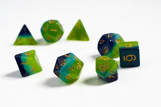 Dice - Sirius - Polyhedral RPG Set (8 ct.) - 16mm - Green, Blue Translucent