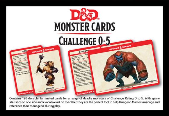D&D RPG - Reference Cards - Monster Cards - Challenge 0-5 Deck (268 cards)