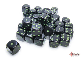 Dice - Chessex - D6 Set (36 ct.) - 12mm - Opaque - Black/Green