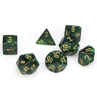 Dice - Chessex - Polyhedral Set (7 ct.) - 16mm - Scarab - Jade/Gold