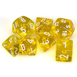 Dice - Chessex - Polyhedral Set (7 ct.) - 16mm - Translucent - Yellow/White