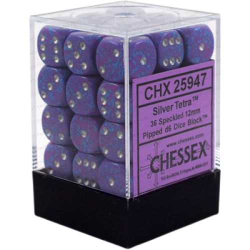 Dice - Chessex - D6 Set (36 ct.) - 12mm - Speckled - Silver Tetra