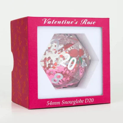 Dice - Sirius - 20-Sided (1 ct.) - 54mm - Snow Globe - Valentine's Rose
