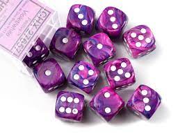 Dice - Chessex - D6 Set (12 ct.) - 16mm - Festive - Violet/White