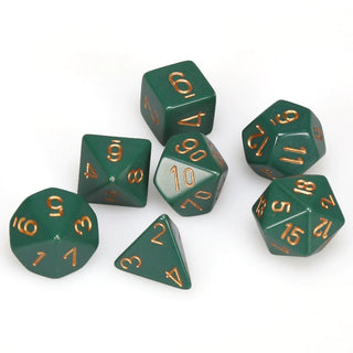 Dice - Chessex - Polyhedral Set (7 ct.) - 16mm - Opaque - Dusty Green/Copper