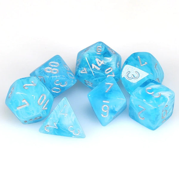 Dice - Chessex - Polyhedral Set (7 ct.) - 16mm - Marble - Sky/Silver