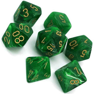 Dice - Chessex - Polyhedral Set (7 ct.) - 16mm - Vortex - Green/Gold