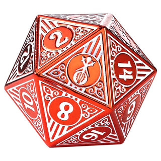 Dice - Hymgho - Polyhedral Set (7 ct.) - 16mm - Solid Metal - Red with White - Bard