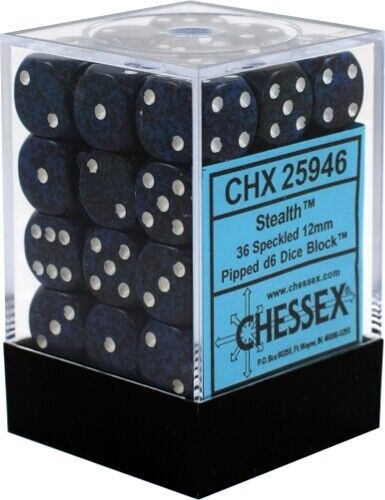 Dice - Chessex - D6 Set (36 ct.) - 12mm - Speckled - Stealth