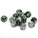 Dice - Chessex - D6 Set (12 ct.) - 16mm - Gemini - Black Gray/Green